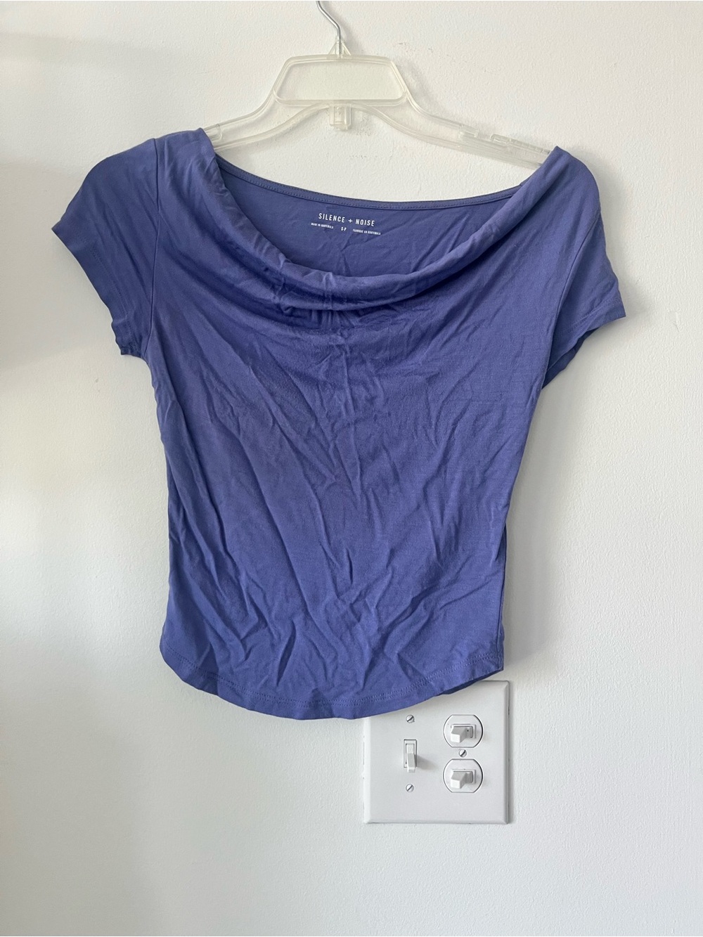 silence + noise cobalt blue off-shoulder crop top